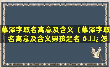 慕泽字取名寓意及含义（慕泽字取名寓意及含义男孩起名 🌿 怎 🦅 么样）